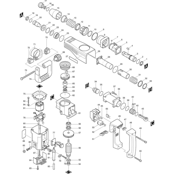 Main Assembly for Makita HM1100C Demolition Hammer Drill