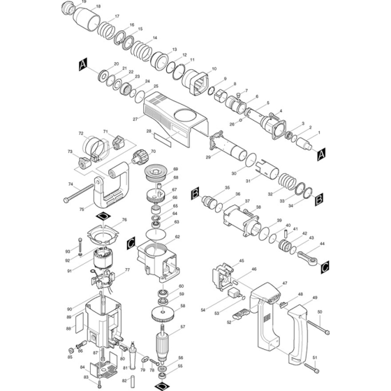 Main Assembly for Makita HM1130 Demolition Hammer Drill