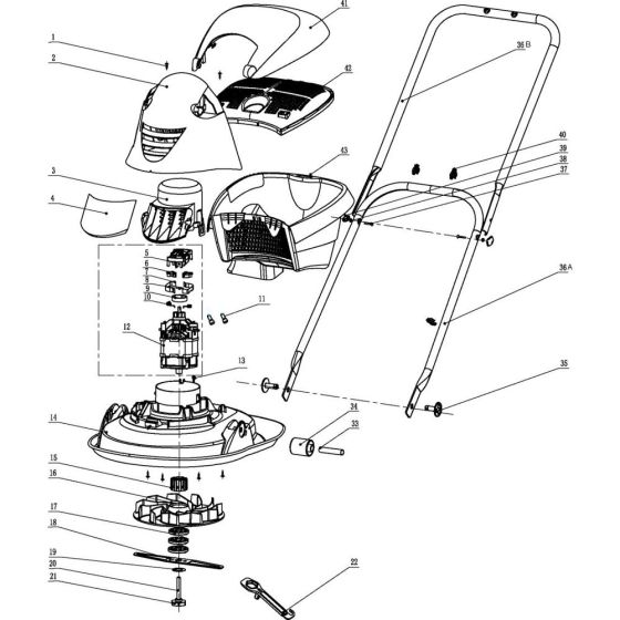 Base Assembly for Husqvarna HOVER VAC 270 Electric Lawnmowers