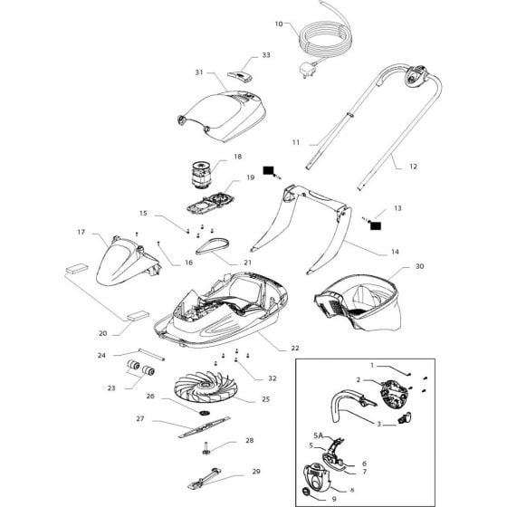 Complete Product Assembly for Husqvarna HOVER VAC 280 Electric Lawnmowers