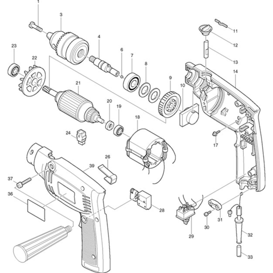 Main Assembly for Makita HP1300S Hammer Drill