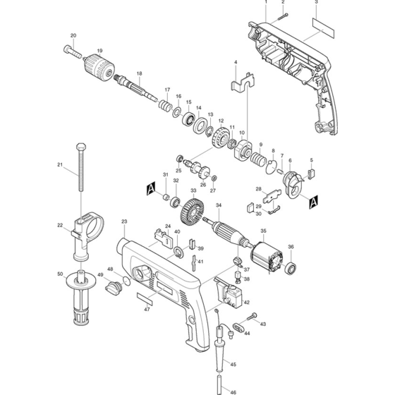 Main Assembly for Makita HP2041 13mm 2 Speed Percussion Drill