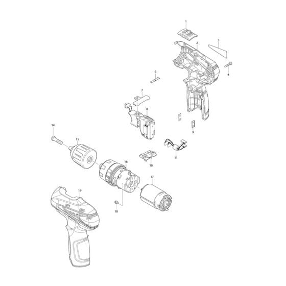 Complete Assembly for Makita HP330D 10.8V Cordless Combi Drill