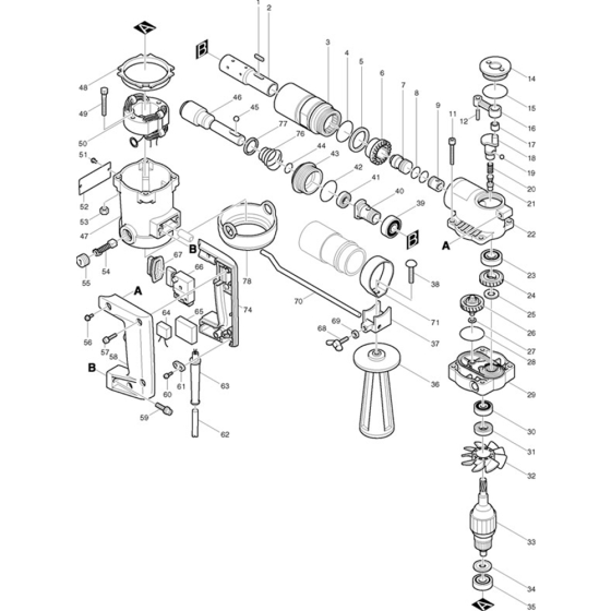 Main Assembly for Makita HR1800 Rotary Hammer Drill