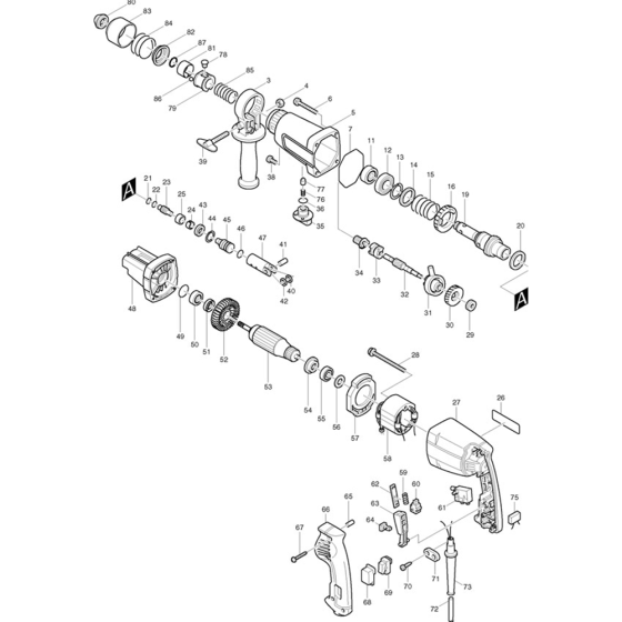 Main Assembly for Makita HR2400 Rotary Hammer Drill