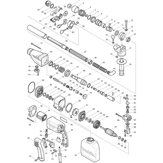 Main Assembly for Makita HR2430 Rotary Hammer Drill