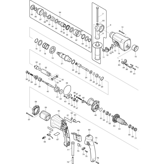 Main Assembly for Makita HR2450T Rotary Hammer Drill