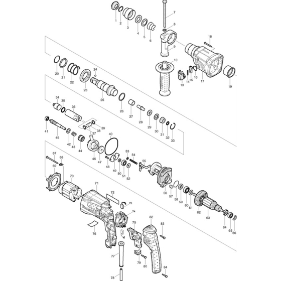 Main Assembly for Makita HR2460 Rotary Hammer Drill