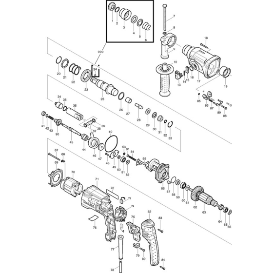 Main Assembly for Makita HR2470 Rotary Hammer Drill