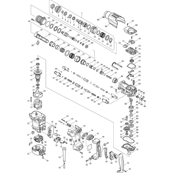 Main Assembly for Makita HR3210FCT Rotary Hammer Drill