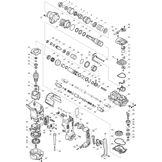 Main Assembly for Makita HR4511C Demolition Hammer Drill