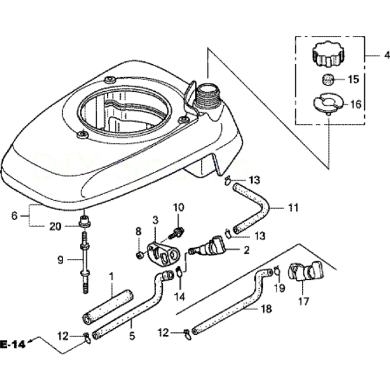 Fuel Tank Assembly for Honda HRB476C-QXE Lawn Mowers