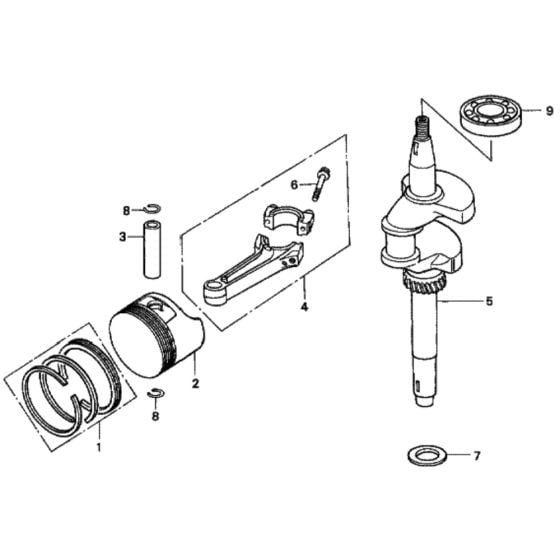 Piston/Crankshaft for Honda HRD535 - HXE Lawn Mower