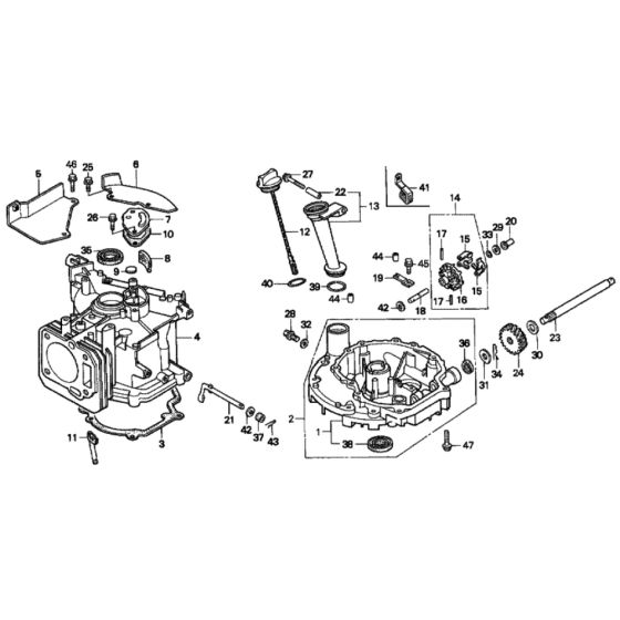 Cuylinder Barrel/Oil Pan for Honda HRD535 - QME Lawn Mower