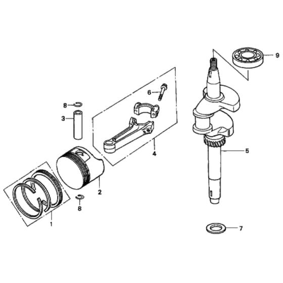 Piston/Crankshaft for Honda HRD535 - QME Lawn Mower