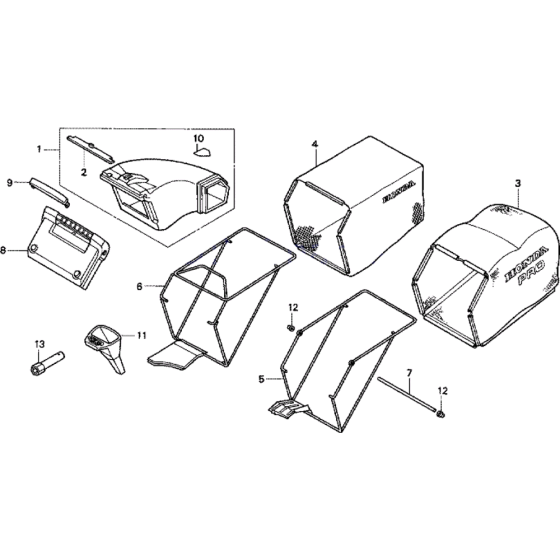 Grass Bag and Frame Assembly for Honda HRD535 MEM Pro Lawnmower