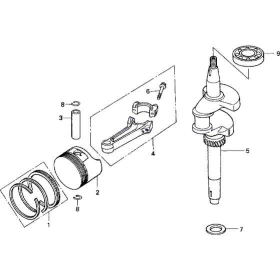 Piston, Connecting Rod and Crankshaft Assembly for Honda HRD535 MEM Pro Lawnmower