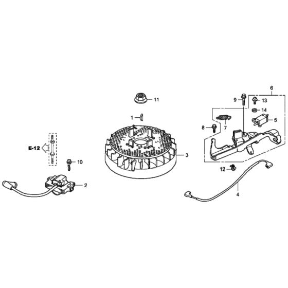 Flywheel/Ignition Coil for Honda HRG415C2 (IZY) - PDE Lawn Mower