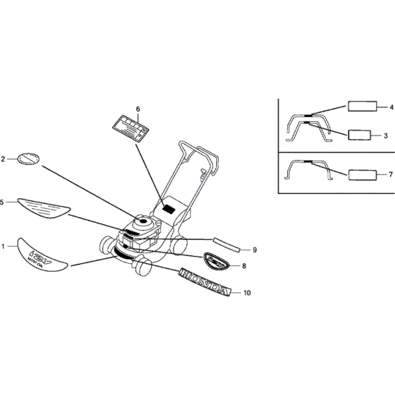 Label Decal Assembly for Honda HRG415 PDE (IZY) Lawnmower