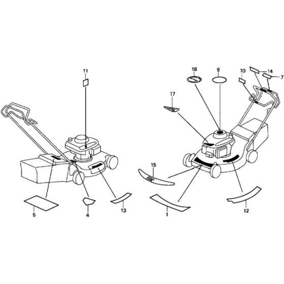 Label for Honda HRG536C1 - SDF Lawnmower