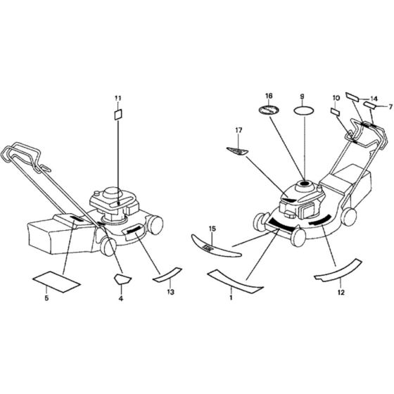 Label for Honda HRG536C1 - SDFA/A Lawnmower