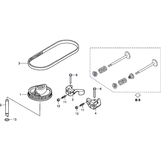 Camshaft Pulley and Belt Assembly for Honda HRG536 PDE Lawn Mowers