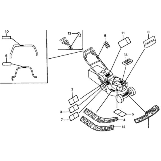 Label for Honda HRH536K1 - HXE Lawn Mower