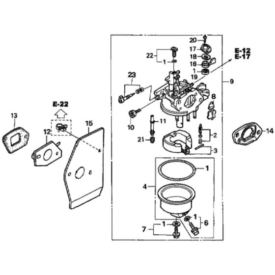 Carburetor for Honda HRH536K2 - QXE Lawn Mower