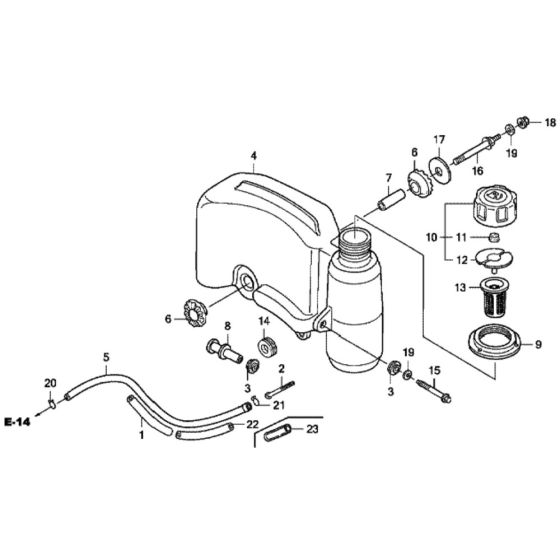 Fuel Tank for Honda HRH536K4 - HXEH Lawn Mower