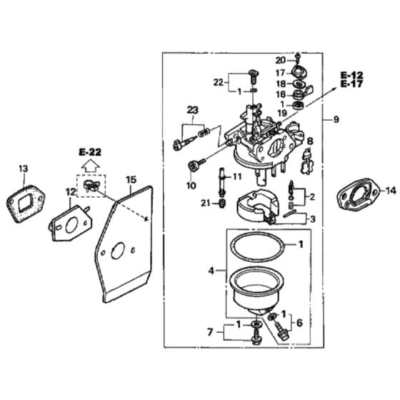 Carburetor for Honda HRH536K4 - HXEH Lawn Mower