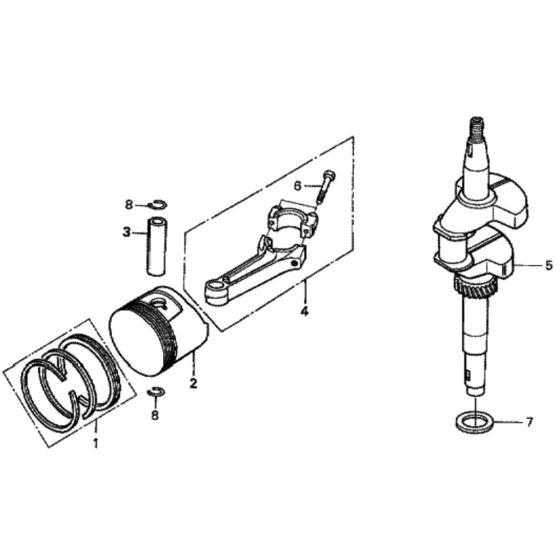 Crankshaft/Piston for Honda HRH536K4 - QXEH Lawn Mower