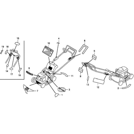 Label for Honda HRX537C - TDE Lawn Mower