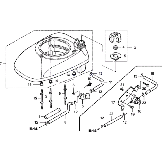 Fuel Tank Assembly for Honda HRX537 HXE Lawn Mowers