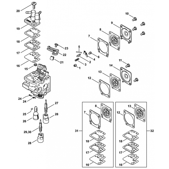 Stihl HS46 Hedge Trimmer Carb (C1T-S195) Assembly 