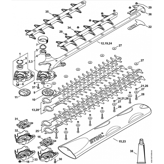 Stihl HS46 Hedge Trimmer Gear Head Assembly 