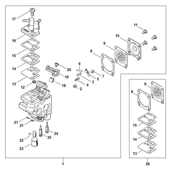 Carburetor for Stihl HS 56