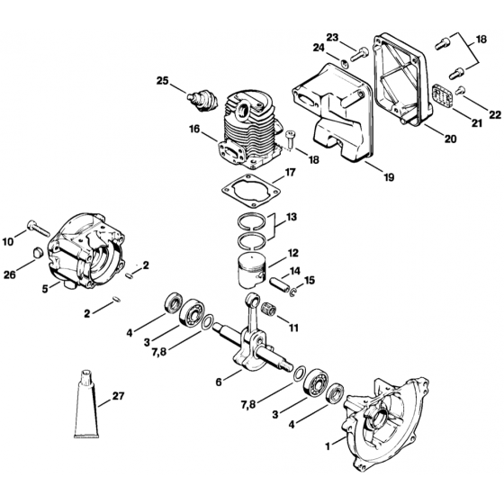 Crankcase Cylinder for Stihl HS60, HS61 Hedge Trimmer