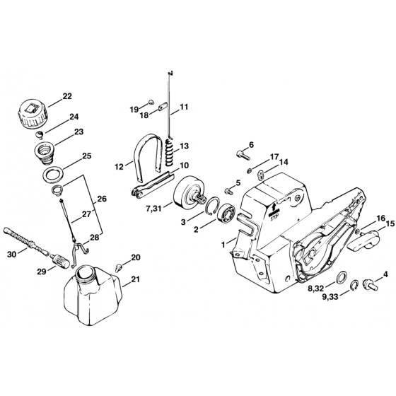 Gearbox, Fuel Tank for Stihl HS60 Hedge Trimmer