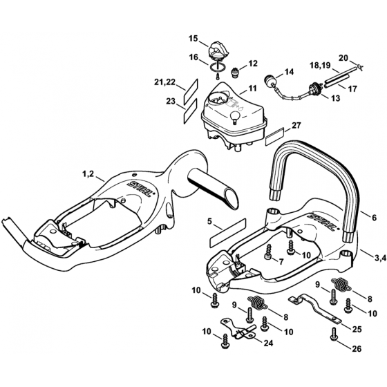 Stihl HS81 HS86 Hedge Trimmer Handle & Fuel Tank Assembly