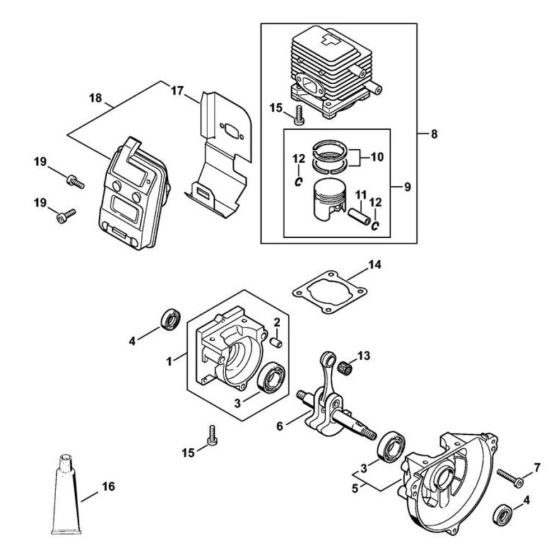 Crankcase for Stihl HS 85