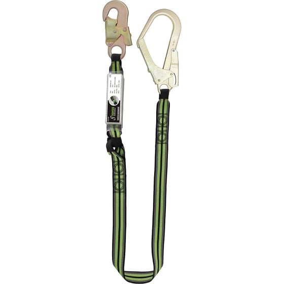 1.5mtr Energy absorbing Lanyard + Scaff Hook 44mm Wide Polyester Webbing