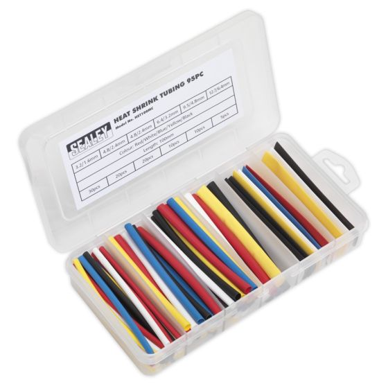 Heat Shrink Tubing Assortment 95pc 100mm Mixed Colours Sealey Part No. HST100MC