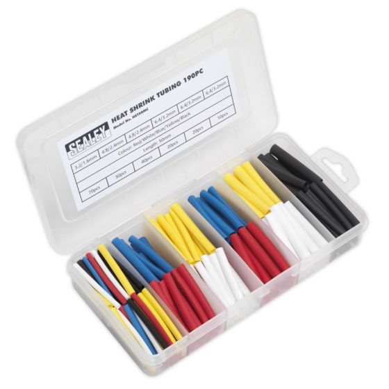 Heat Shrink Tubing Assortment 190pc 50mm Mixed Colours Sealey Part No. HST50MC