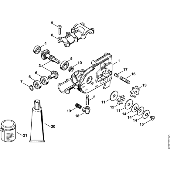 Gear head (38.2016) for Stihl HT-KM KombiTool