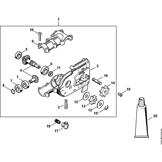 Gear head (11.2005) Assembly for Stihl HT100 Pole Pruners