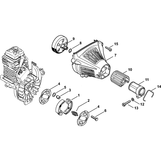 Clutch, Fan housing Assembly for Stihl HT102 HT103 Pole Pruners