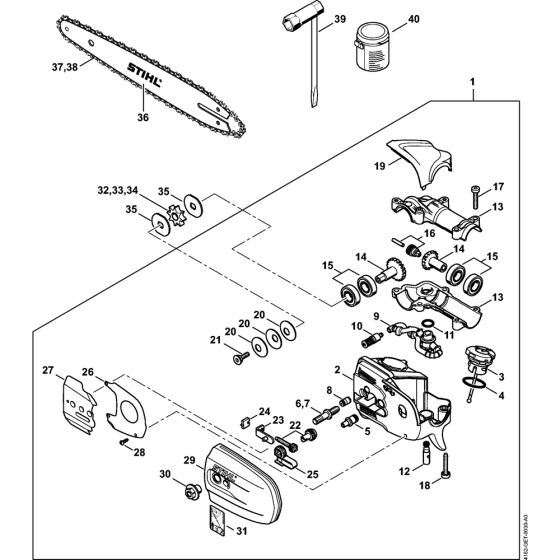 Gear head Assembly for Stihl HT56C Pole Pruners