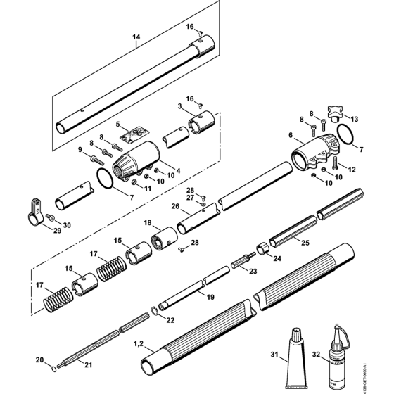 Drive tube assembly HT 75 (42.2007) Assembly for Stihl HT75 Pole Pruners