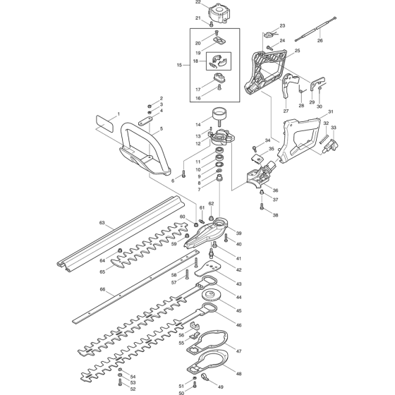 Cutter and Handle Assembly for Makita HTR4900 Hedge Trimmers