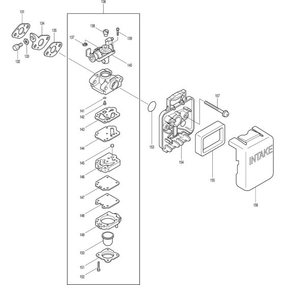 Air Filter and Carburetor Assembly for Makita HTR4900 Hedge Trimmers